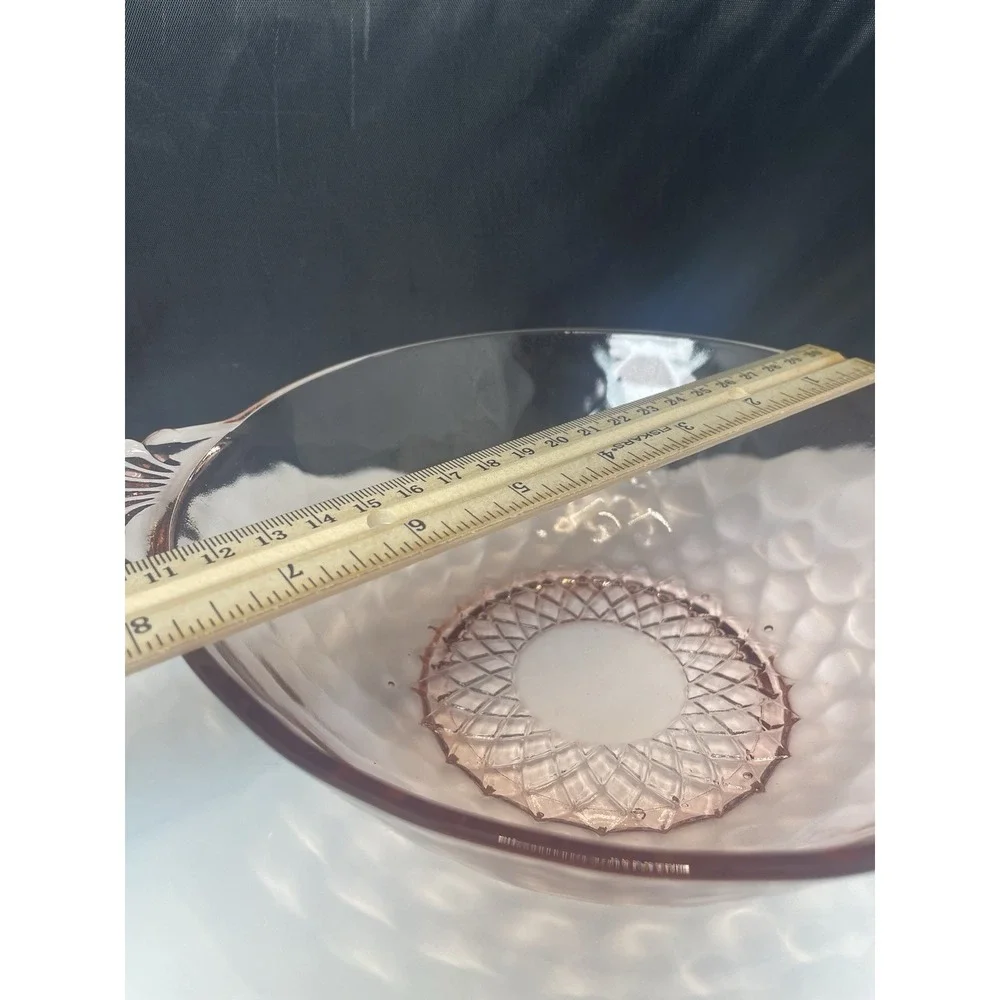 Pink Rose Depression Glass Handles Fruit Dessert Snack Bowls Set‎ Of 12 Scallop